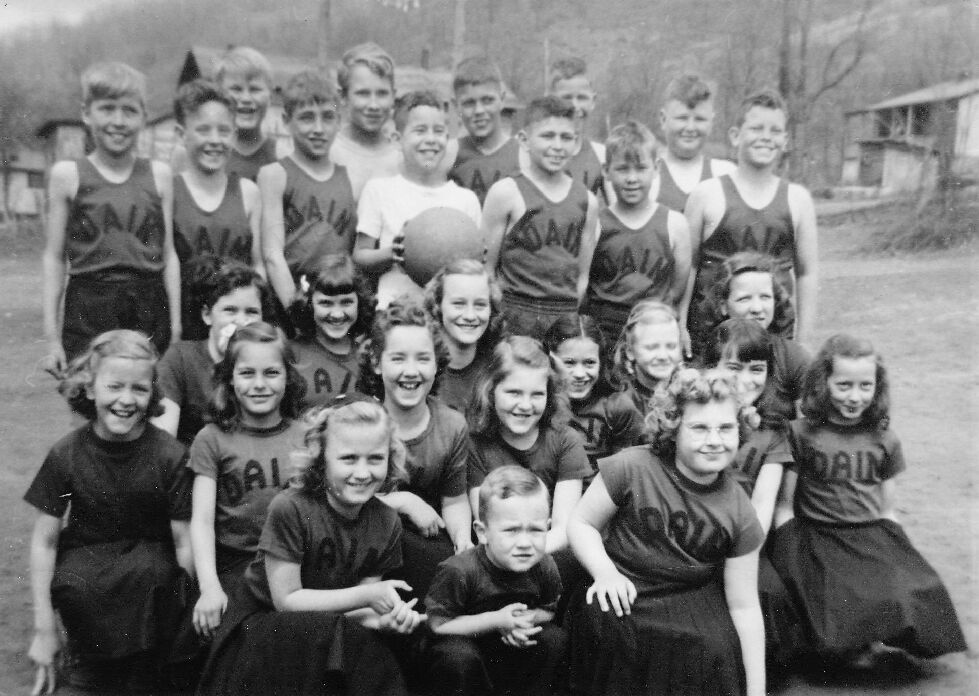 Dain basketball team and cheerleaders; around 1952