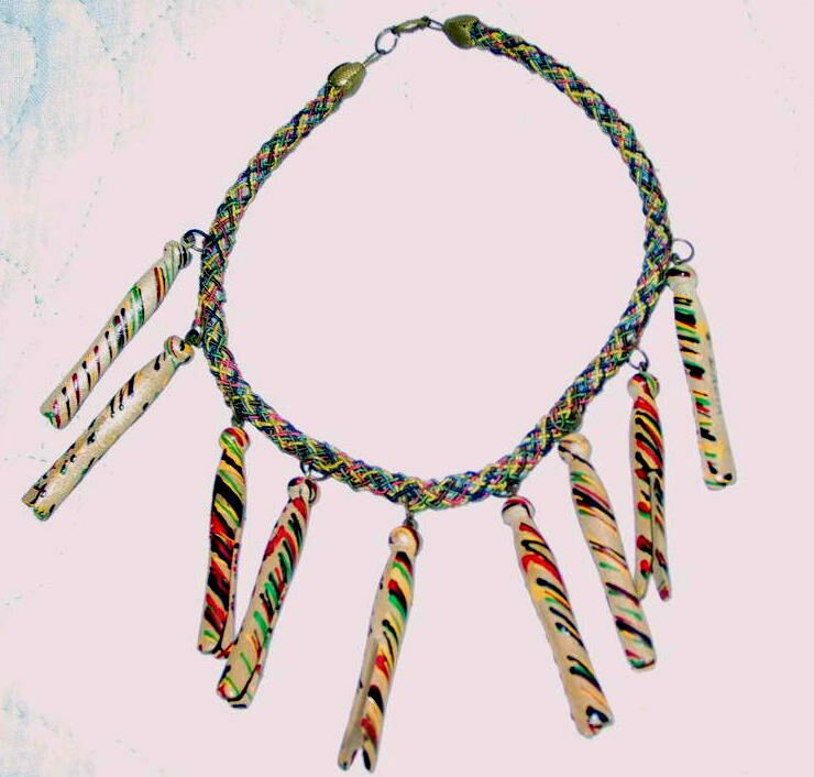 Necklace with painted clothespins